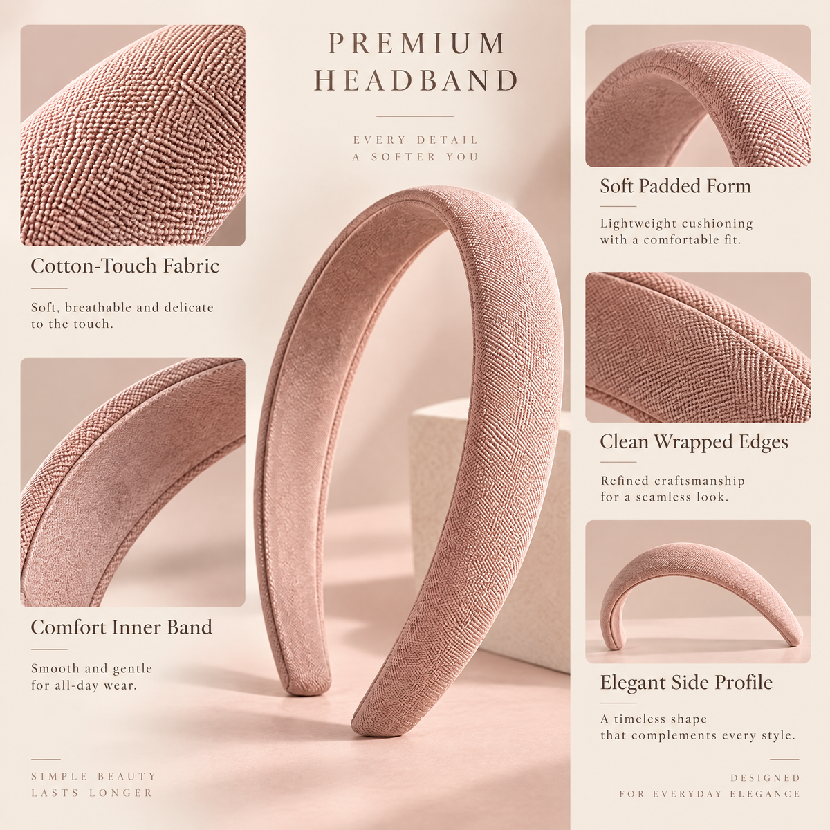 Braxtonel Woven Blush Headband — third product view